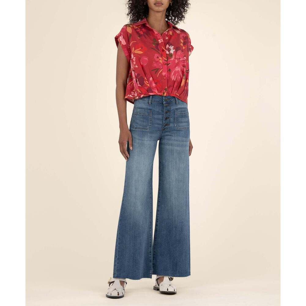 Kut from the Kloth Gaia Pleat Hem Top Size LARGELARGE / Brick/Pink